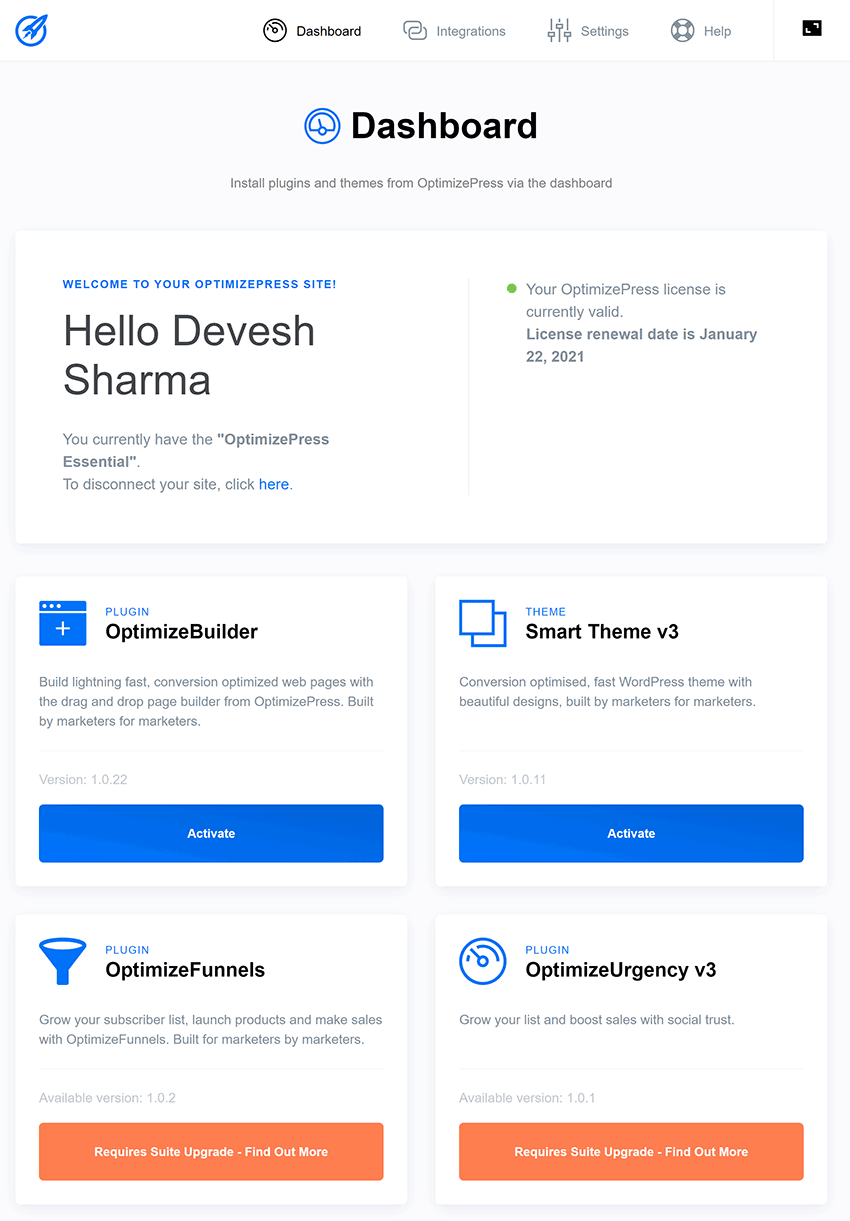 Painel OptimizePress