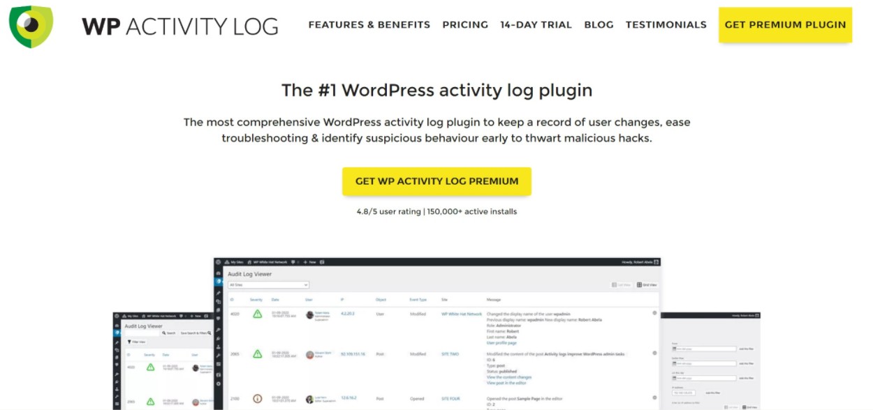 Registro de segurança do log de atividades do WP