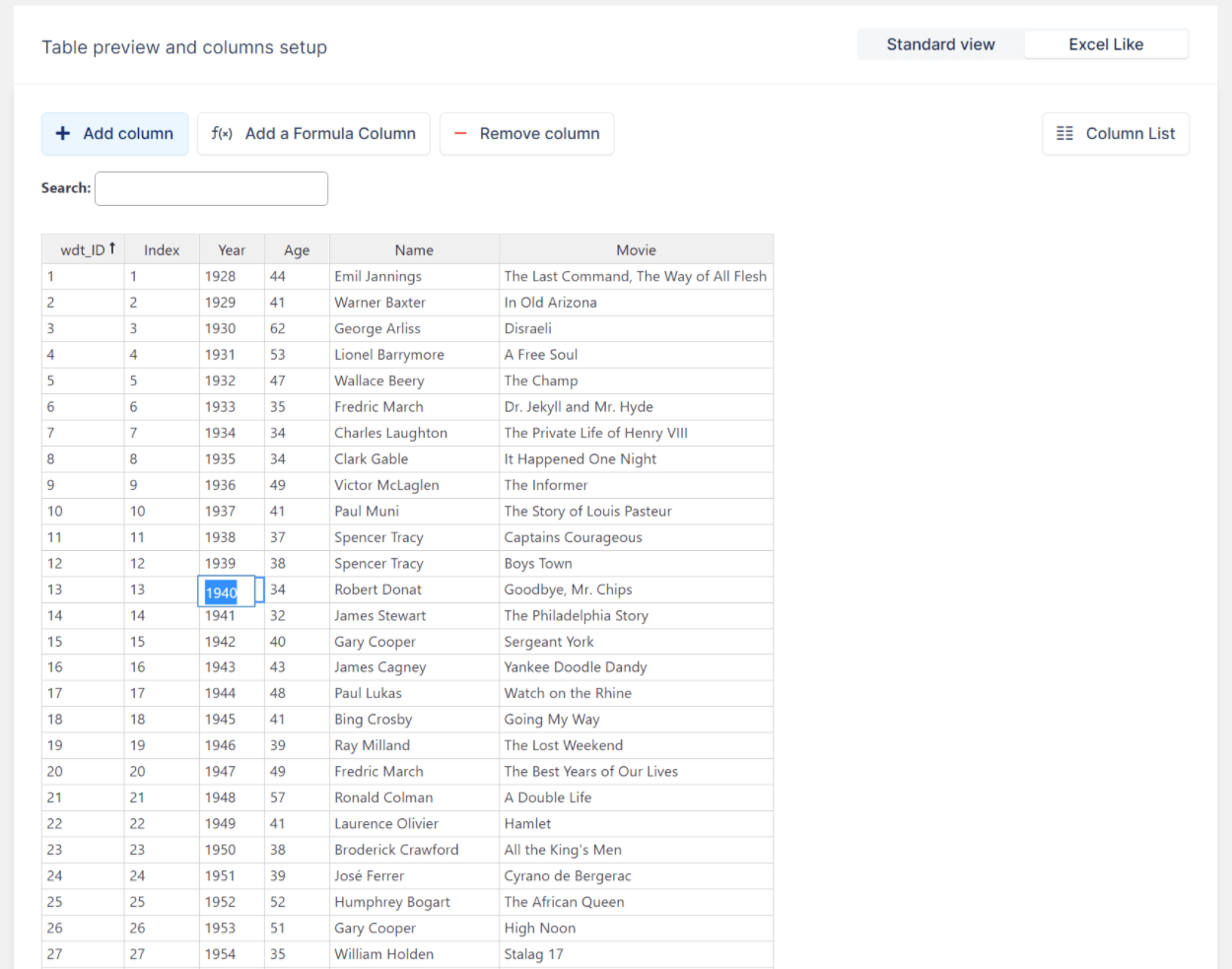 wpdatatables excel編輯器