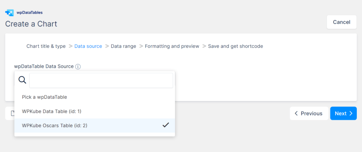 wpDataTables 圖表源