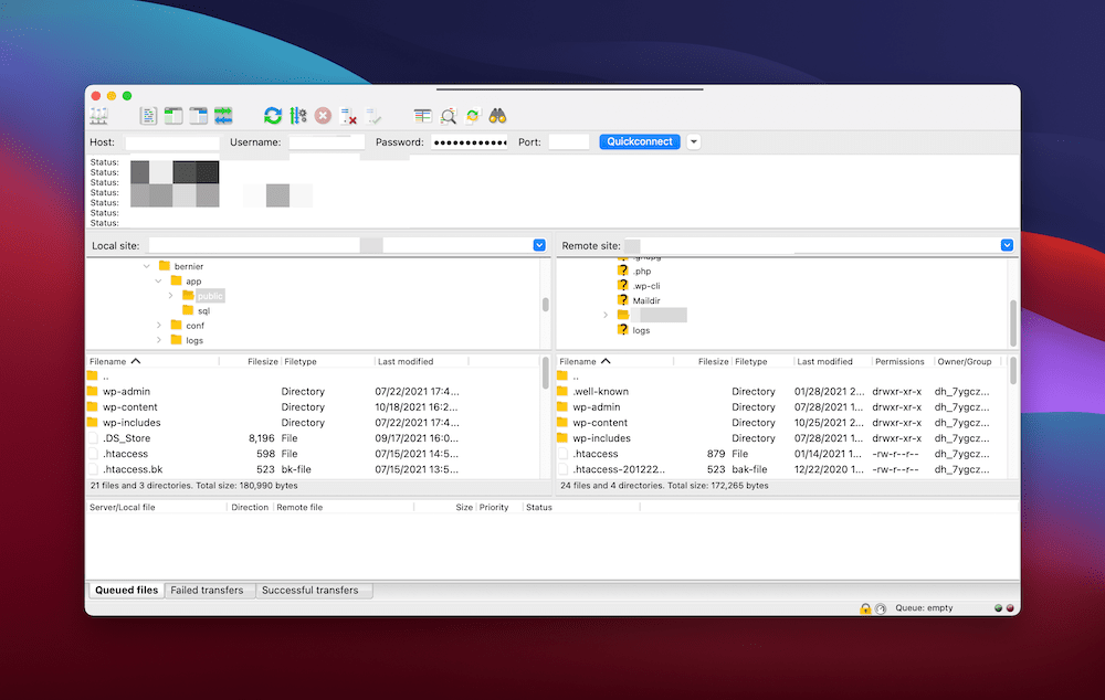 FileZilla 界面。