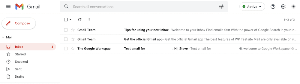 A interface do Gmail.