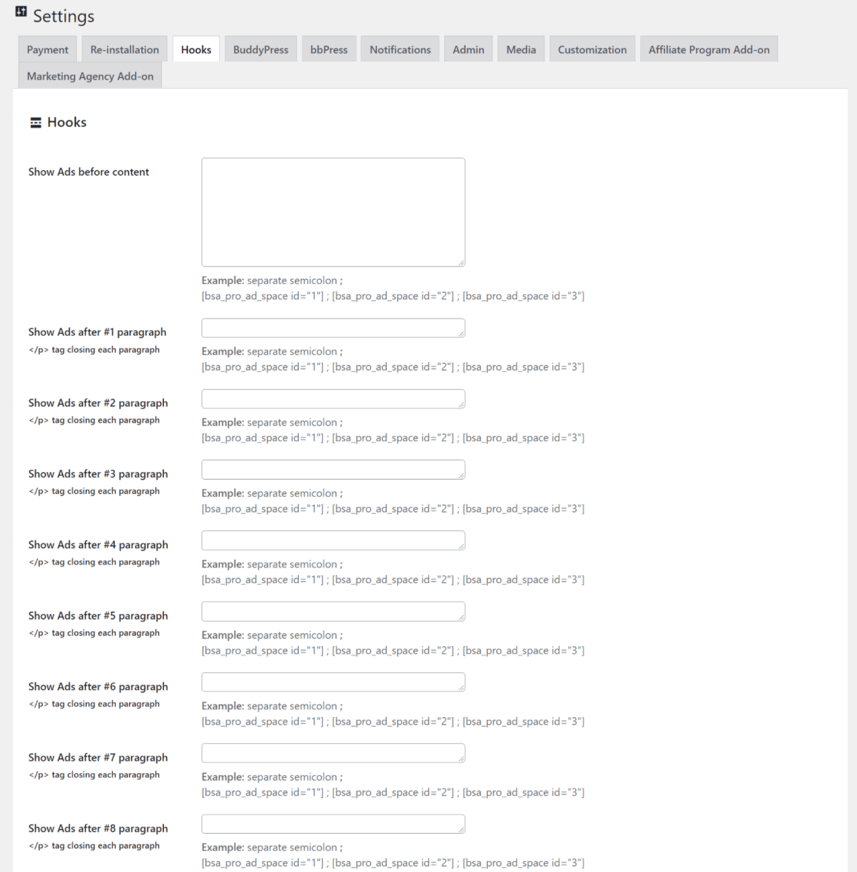 Injeção automática de anúncios no plug-in Ads Pro