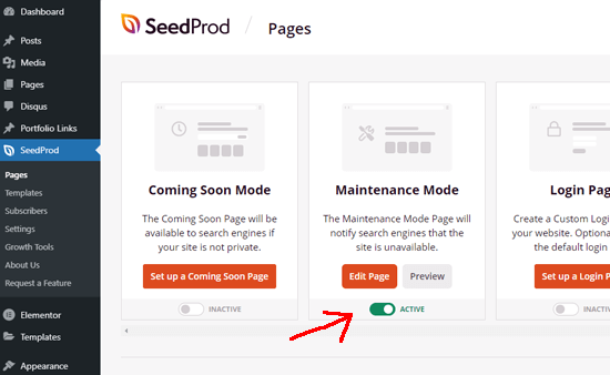 seedprodでメンテナンスモードを有効にする
