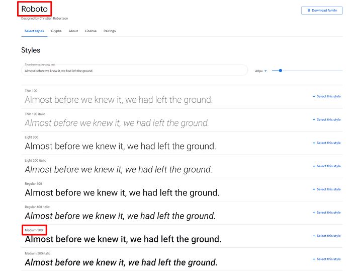 choisir les polices google