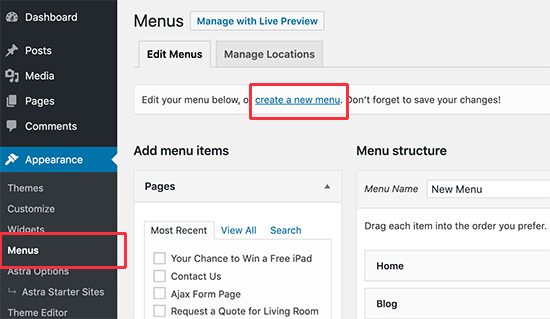 buat menu menu dropdown wordpress