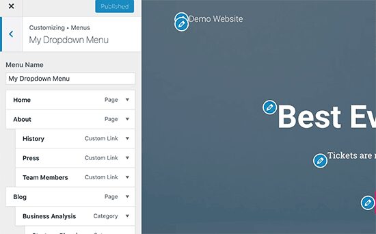 menu penyesuai