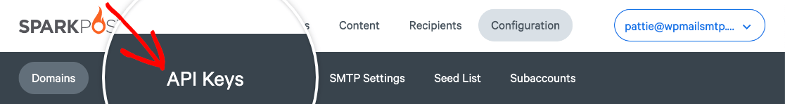 chaves de API do Sparkpost