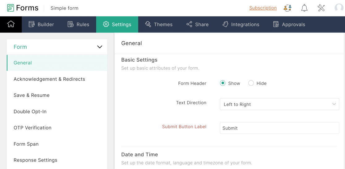 Pengaturan formulir Zoho