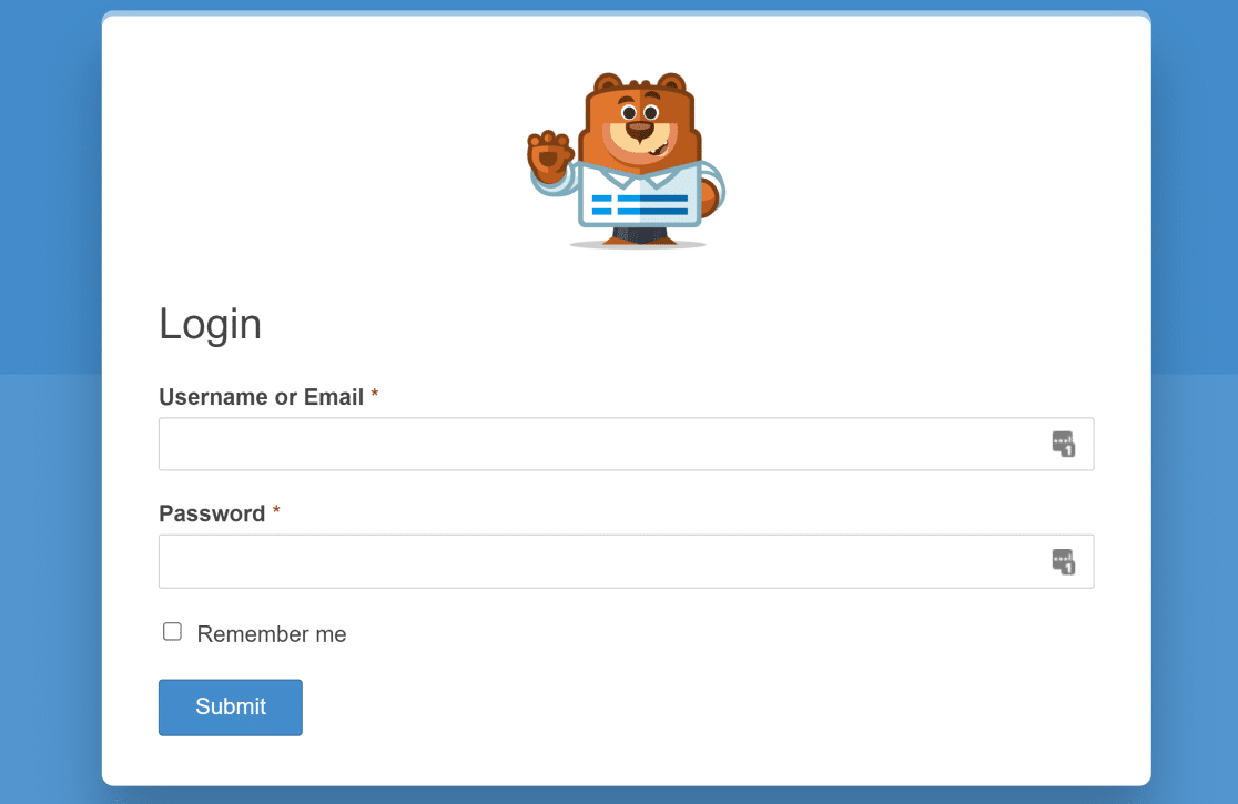 WPFormsログインフォームページ