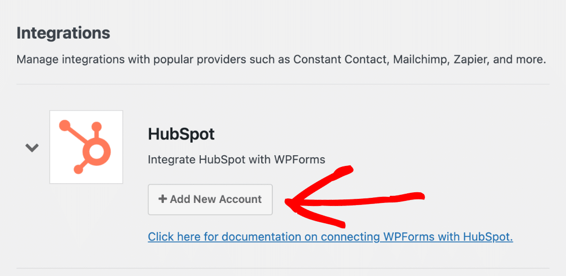 HubSpot 插件添加新帐户