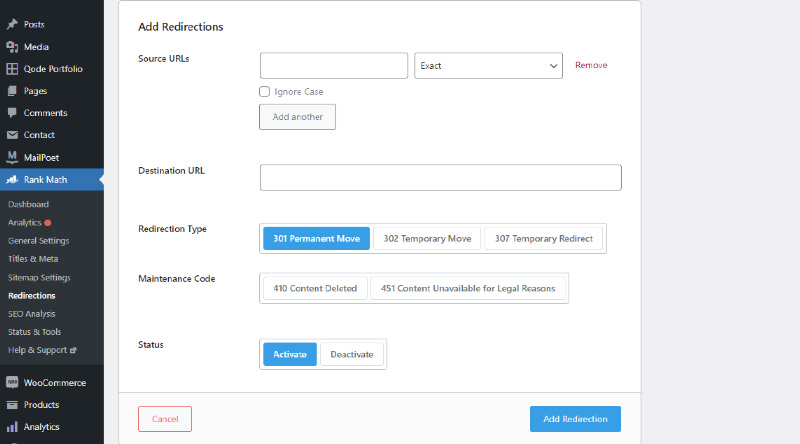 Rank Math plugin options