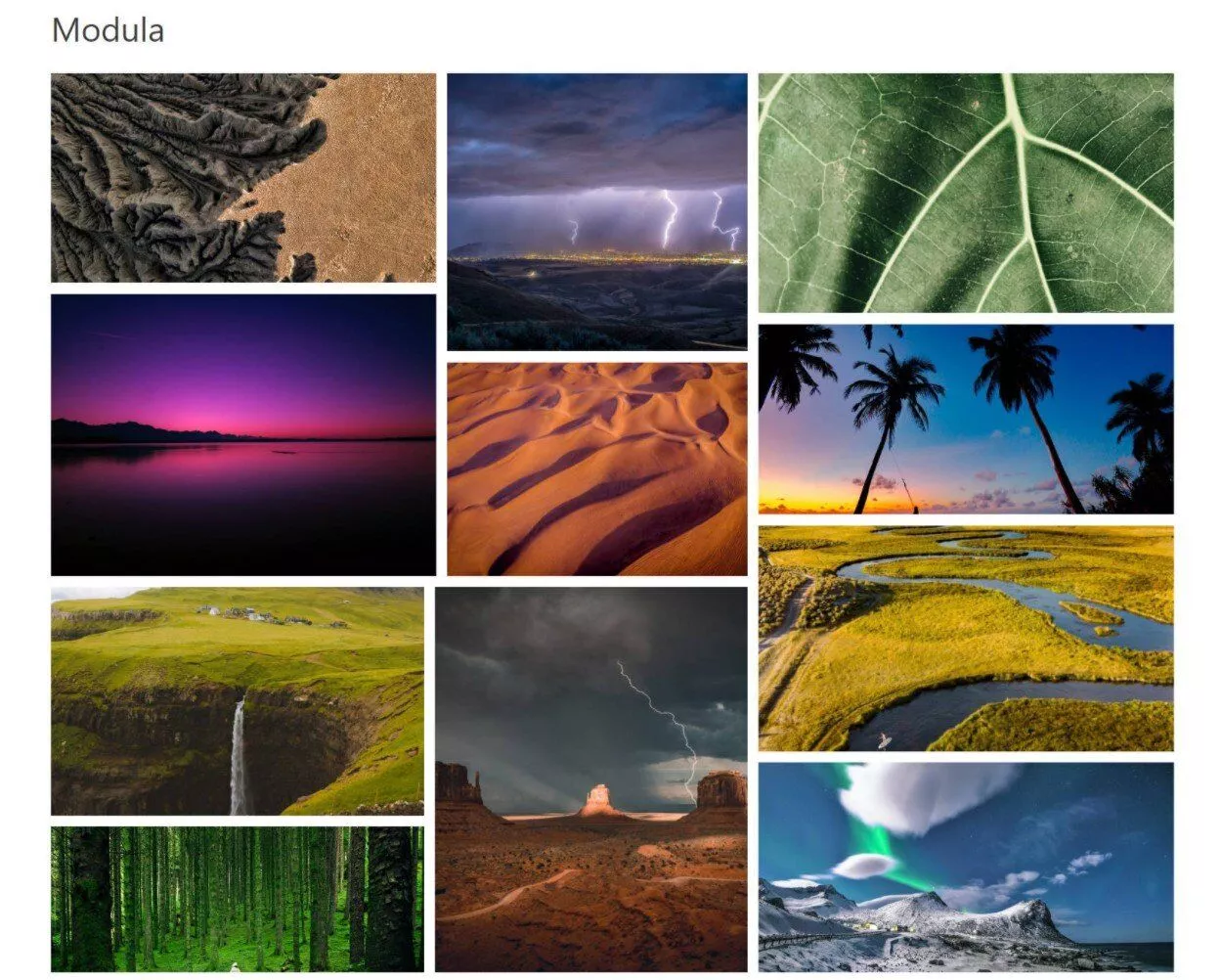 Layout de grade criativa do módulo