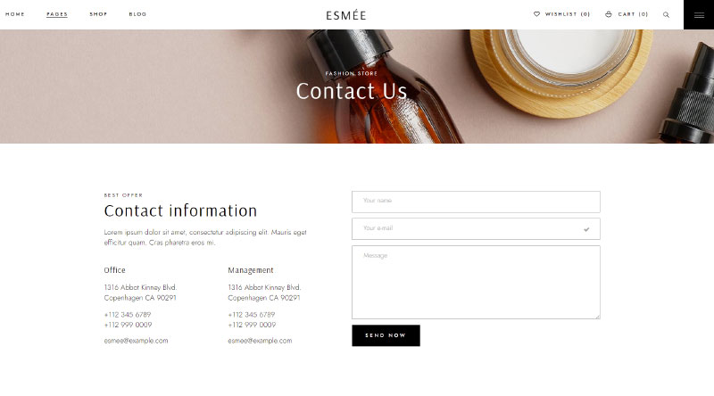 Contact us example page