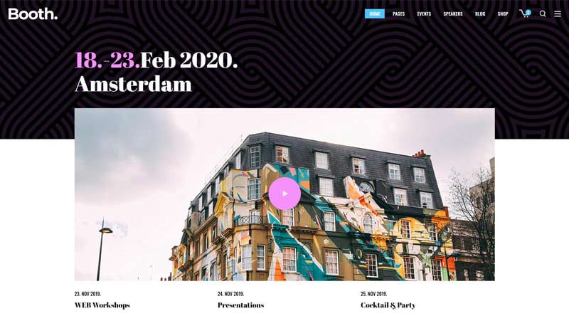 20 Templat Situs Web Acara Terbaik untuk 2022 2 Booth WordPress Theme