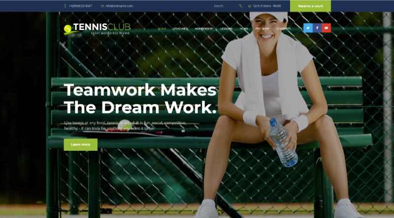 20 Templat Situs Web Acara Terbaik untuk 2022 15 Tennis Club WordPress Theme