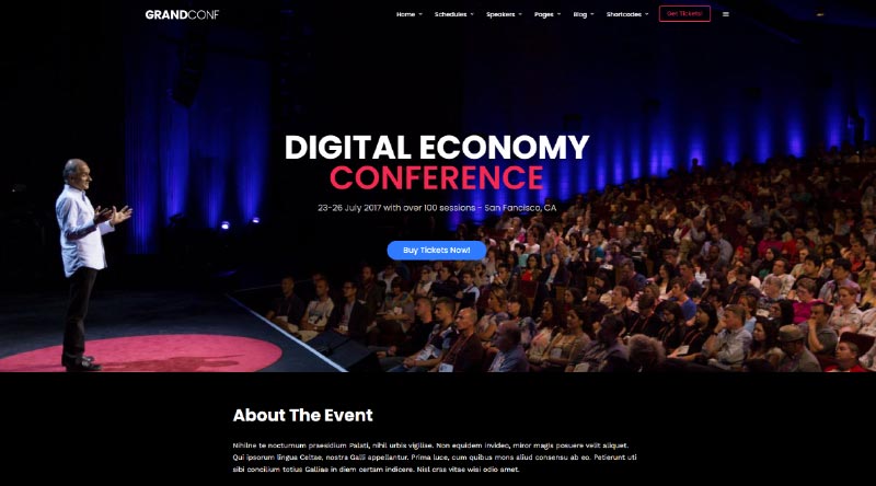 20 Templat Situs Web Acara Terbaik untuk 2022 11 Grand Conference WordPress Theme