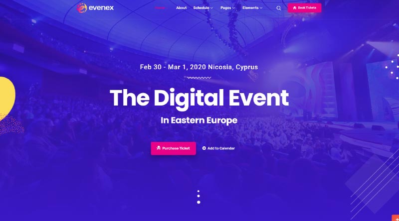 20 Templat Situs Web Acara Terbaik untuk 2022 7 Evenex WordPress Theme