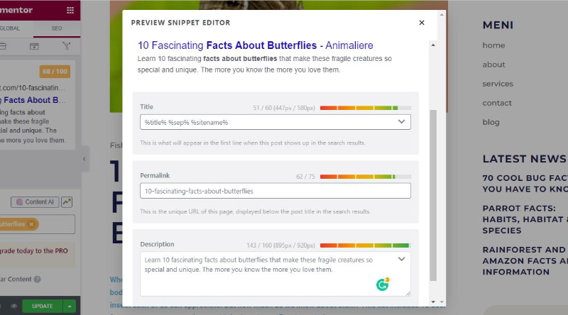 Основы Elementor SEO 3 Edit snippet