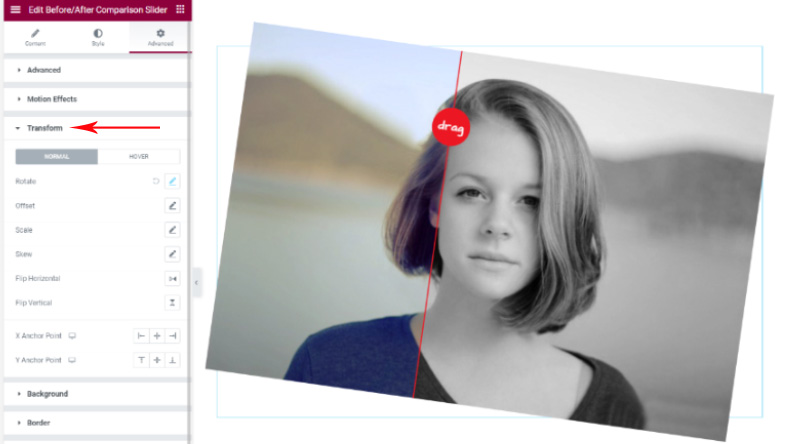 Transform tab