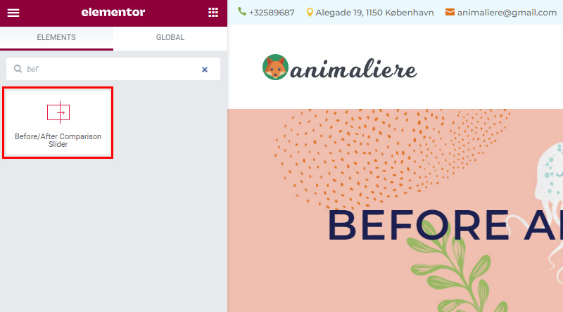 Before and After Slider widget