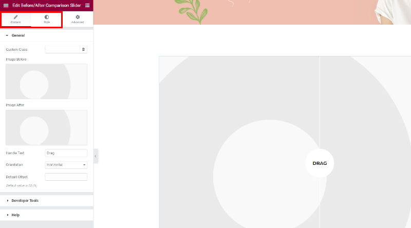 Content and Style tabs