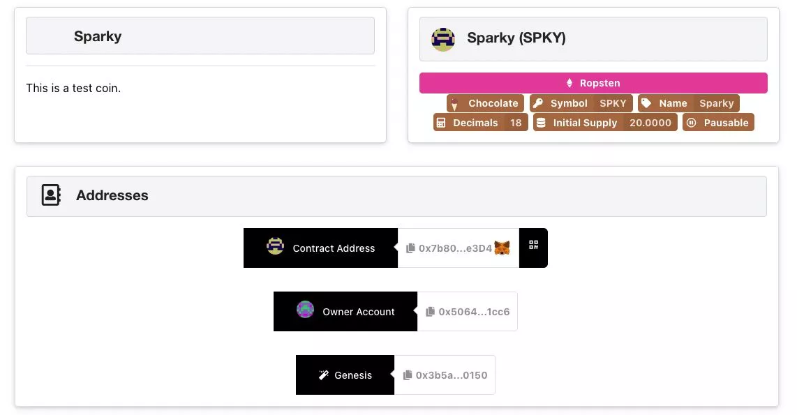 Moeda finalizada do WP Smart Contracts