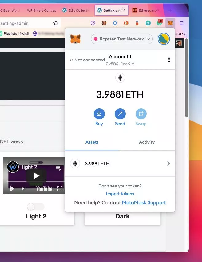 Lista suspensa MetaMask
