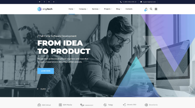 トップ10の最も強力なIT企業のWordPressテーマ11 Engitech WordPress Theme