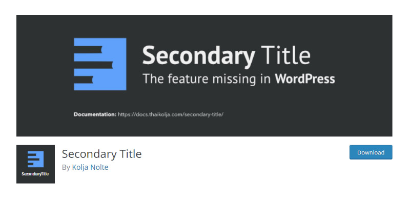 5+ wtyczek typograficznych WordPress dla stylowej witryny internetowej 8 Secondary Title plugin