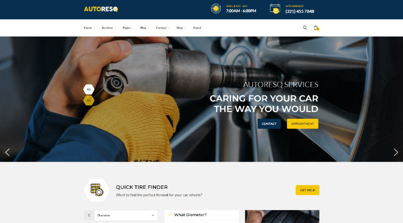 あなたに最適な5つ以上の自動車サービスと自動車修理のWordPressテーマ7 Autoresq WordPress Theme