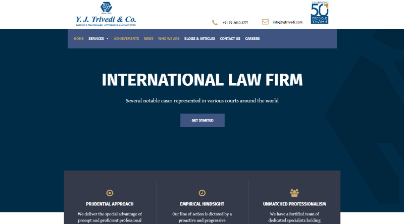 20 Situs Terbaik untuk Inspirasi Desain Situs Web Firma Hukum Meningkatkan 6 Y.J. Trivedi & Co