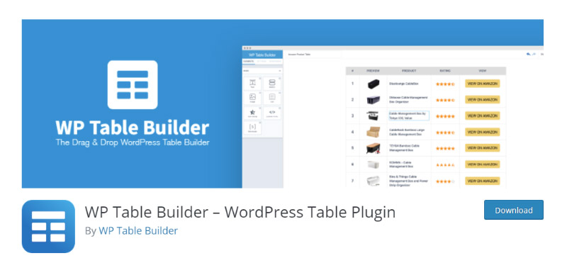 WP Table Builder plugin