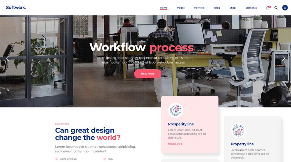 10ゲームを変えるソフトウェア会社のウェブサイトテンプレート4 Softwerk WordPress Theme