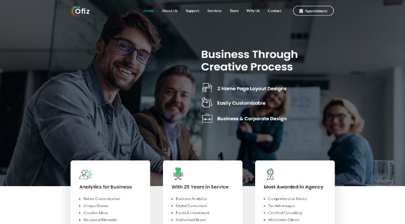 10ゲームを変えるソフトウェア会社のウェブサイトテンプレート7 Ofiz WordPress Theme
