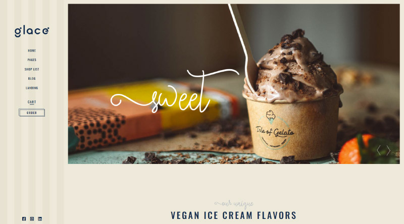7つの甘いアイスクリームのワードプレスのテーマ2 Glace Ice Cream Sweet Shop Theme