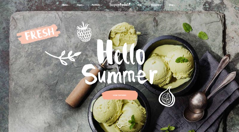 7つの甘いアイスクリームのWordPressテーマ4 Superfood Ice Cream WordPress Theme