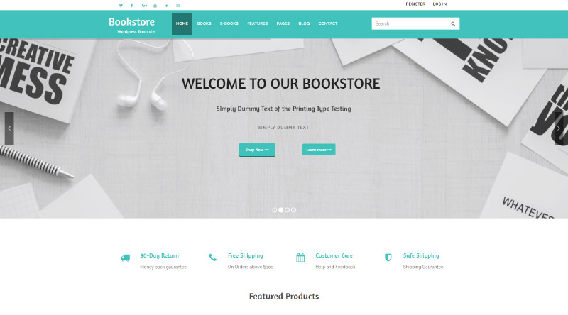 オンライン販売を増やすための8つのeBookWordPressテーマ5 Bookstore WordPress Theme