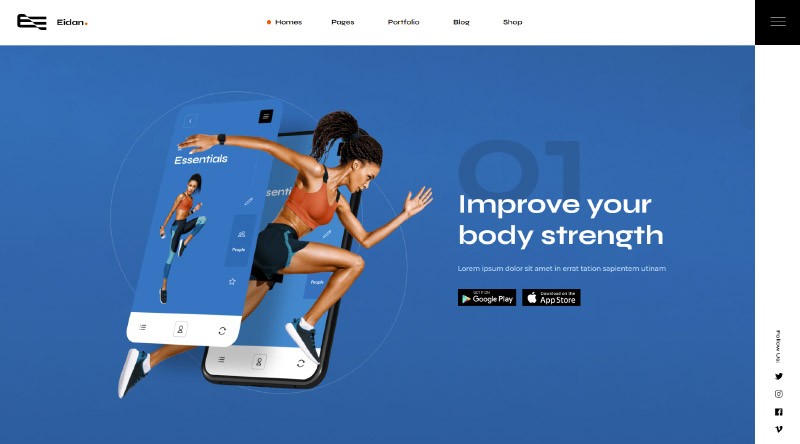 10 самых привлекательных тем WordPress для приложений 8 Eidan App WordPress Theme