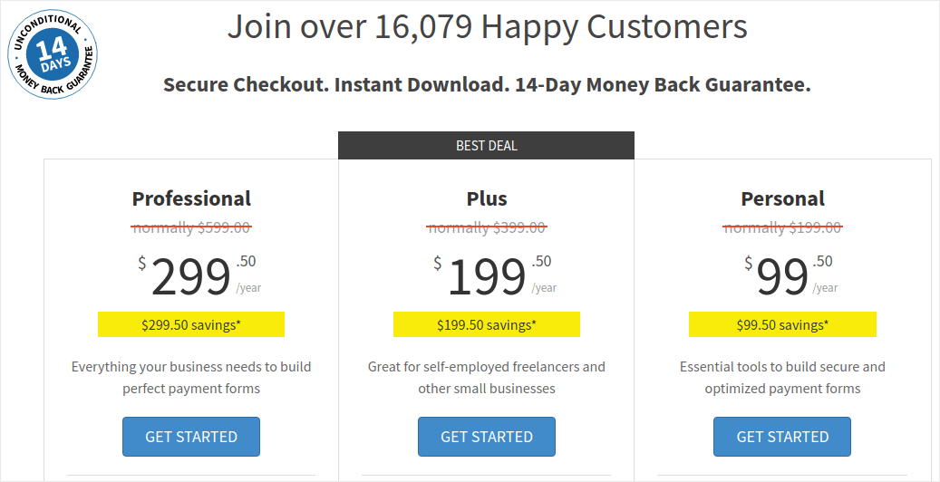 Tarification WP Simple Pay