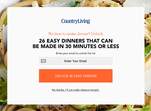 Popup di uscita di Country Living