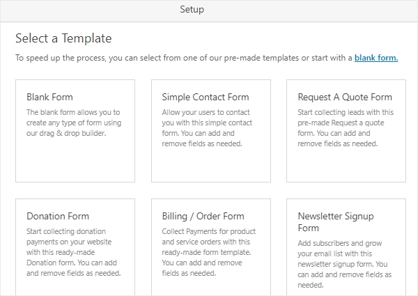 WPForms ตรวจทานเทมเพลตฟอร์ม
