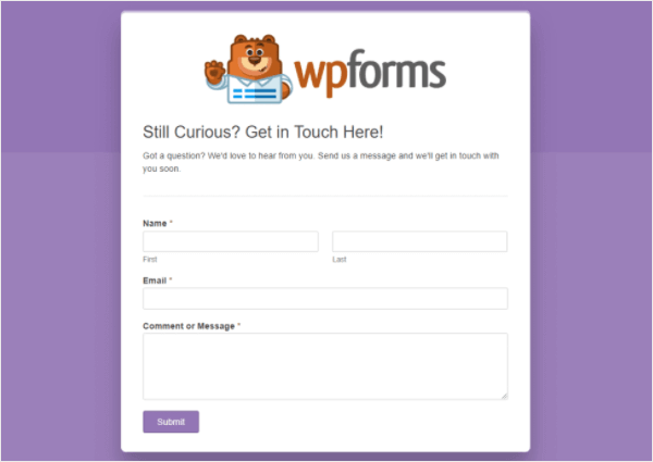 หน้า Landing Page ของแบบฟอร์มการตรวจสอบ WPForms