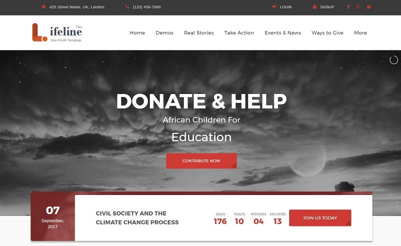 Lifeline 2 – Tema WordPress multiuso senza scopo di lucro per enti di beneficenza