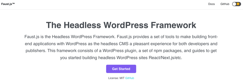 ヘッドレスWordPress用のFaust.jsフレームワーク。