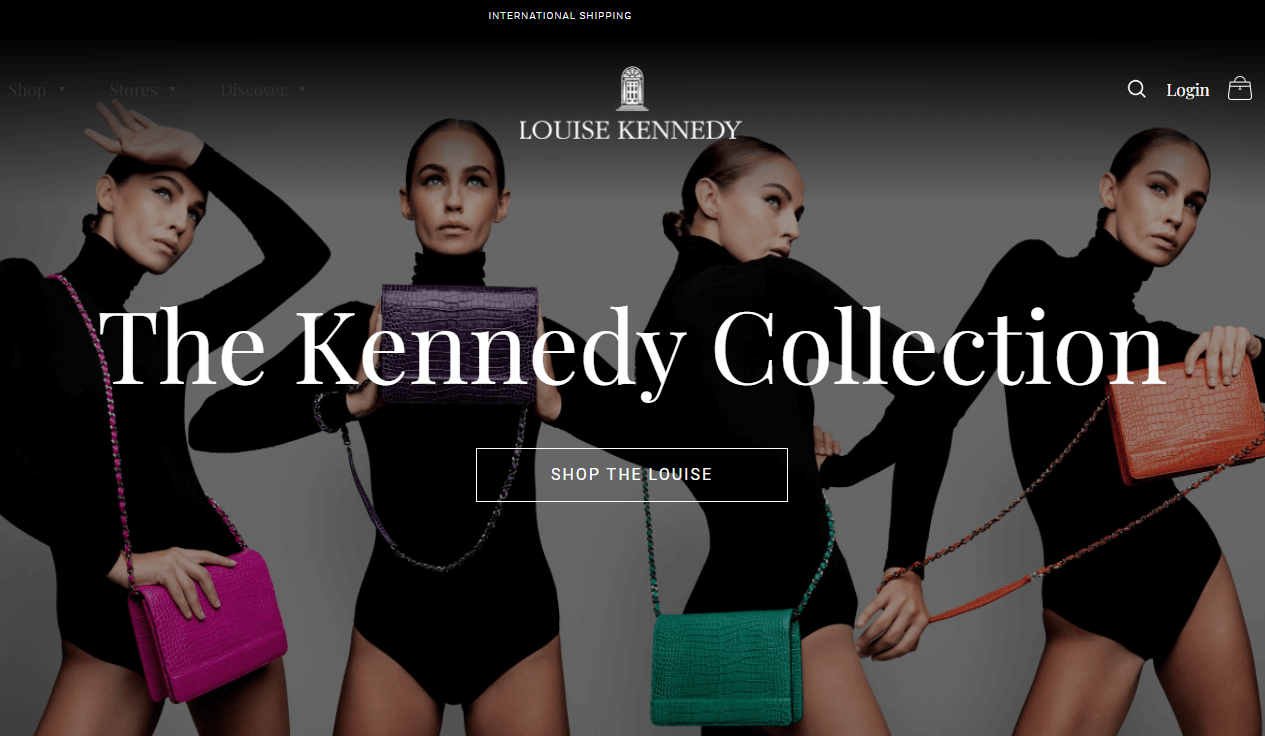Louise Kennedyのホームページ、ヘッドレスのWordPresseコマースの例。
