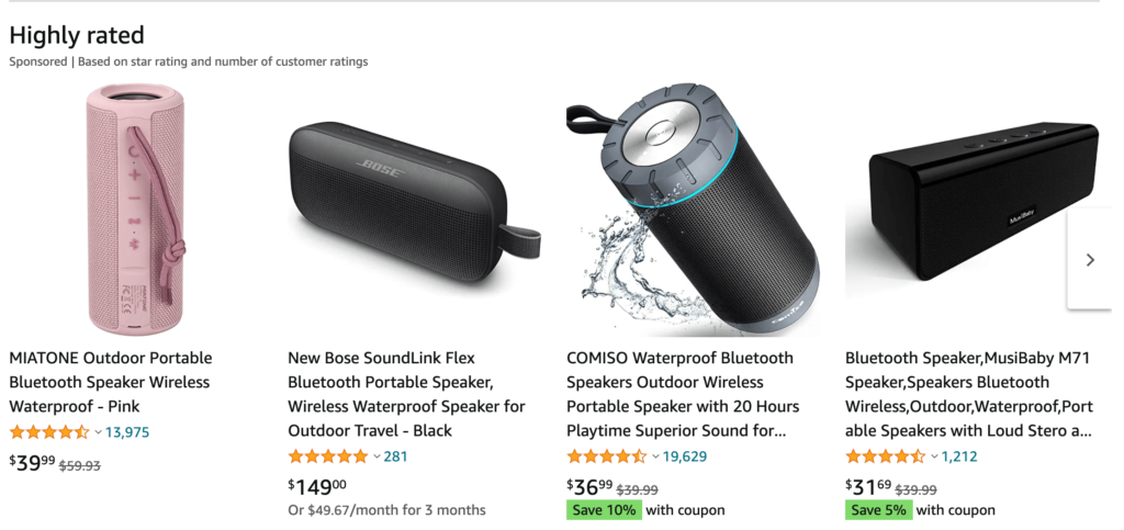 Produk berperingkat tinggi di Amazon.