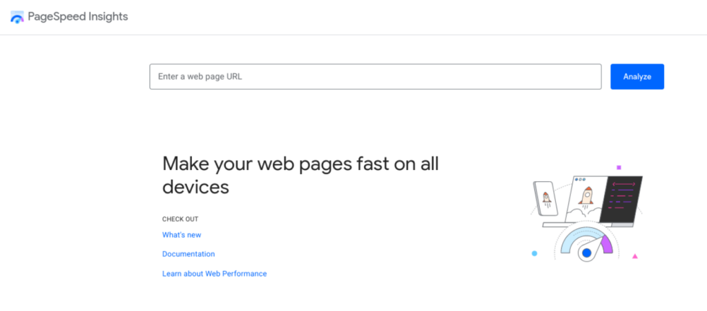 Witryna PageSpeed ​​Insights.