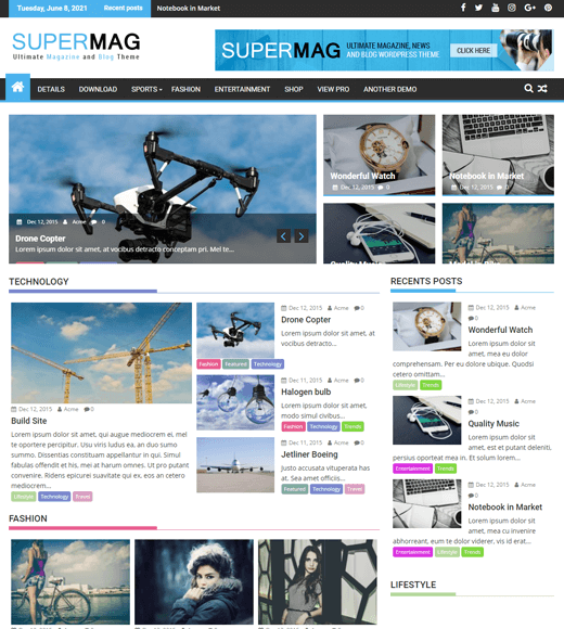 Szablon magazynu SuperMag Darmowy WordPress