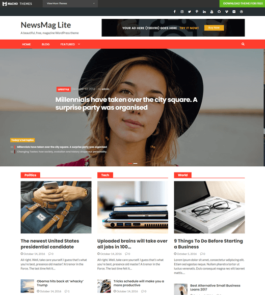 NewsMag Lite Darmowy motyw magazynu WordPress